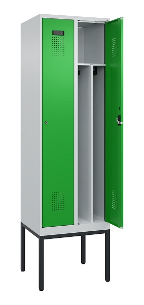 C+P Spind Evolo PLUS, Gestell, 2 Abteile, 2120x600x500mm, 7035/6037, Verschluss Zylinderschloss, 0490307-20F S10038