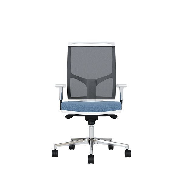 Bisley Bürodrehstuhl Zed, Weißes Kunststoff, Höhenverstellbare Armlehnen, Fußkreuz und Armlehnen aus Aluminium, NE0377 himmelblau, ZEDALLWNE0377