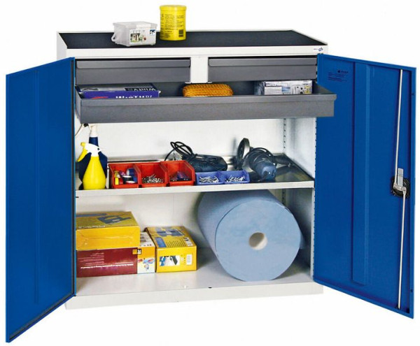 stumpf Werkzeug- und Materialschrank Serie 3000, 7035/5010, 2 Schubladen 100 mm, 1 Schublade 100 mm durchgehend, 1 Wannenboden, 3007374