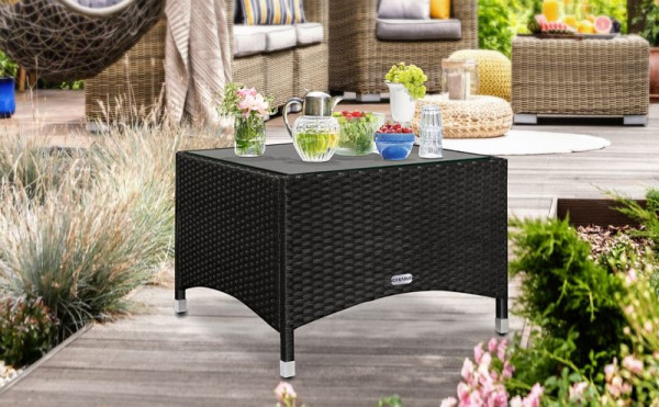 casaria Polyrattan Beistelltisch Schwarz 58x58x42cm, 102762, 4251779113767