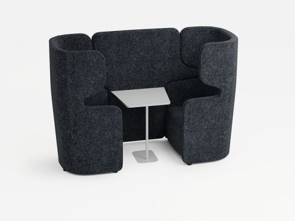 Bisley Vivo 2er-Set, gegenüberliegende Sessel mit hoher Rückenlehne, Farbe: dunkelgrau, ohne Zubehör, inkl. Tisch weiß, VIVH2SETXPWM0102TABW