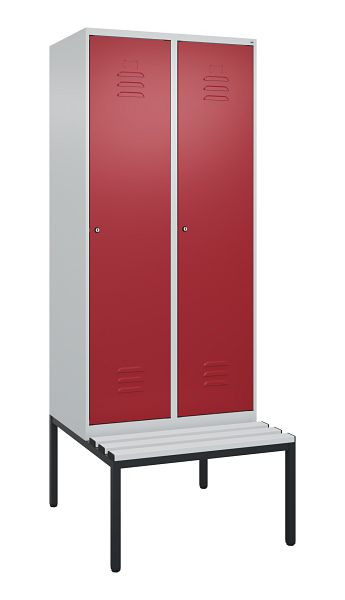 C+P Umkleidespind Classic PLUS mit Mitteltrennwand, 2 Abteile, 2120x800x815mm, 7035/3003, Zylinderschlösser, 0800507-22F S10016