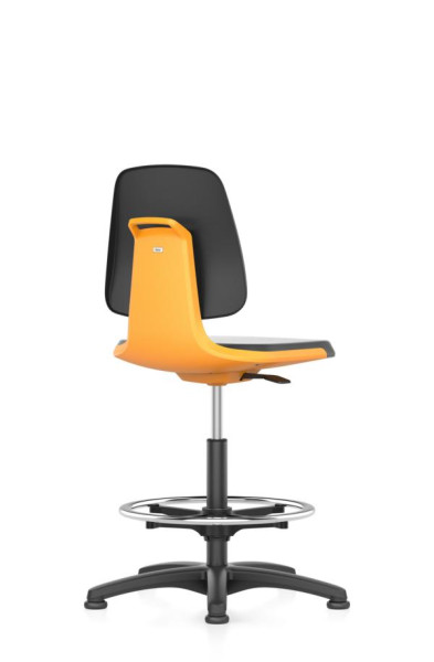 bimos Arbeitsstuhl Labsit mit Gleiter, Sitzhöhe 520-770 mm, Kunstleder, Sitzschale orange, 9121-MG01-3279