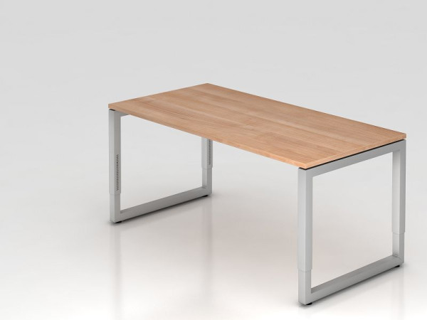 Hammerbacher Schreibtisch O-Fuß eckig 160x80cm Nussbaum, Rechteckform mit schwebender Tischplatte, VRS16/N/S