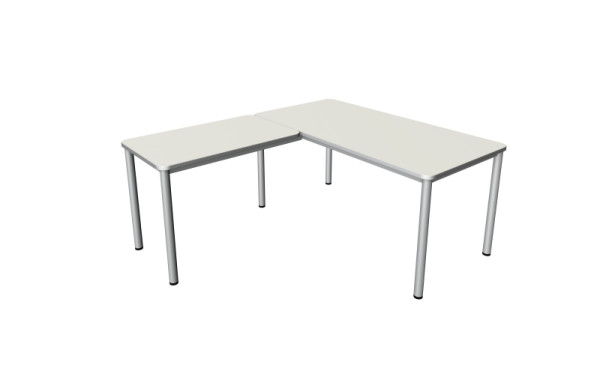 Kerkmann Winkelarbeitsplatz Prime, Schreibtisch B 1600 x T 800 x H 750 mm, Anbautisch 1000 x 600 x 750 mm, weiß, 11043010