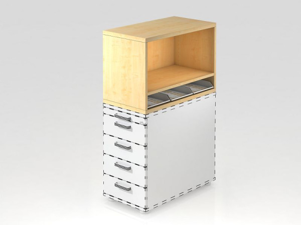 Hammerbacher Aufsatzregal für Container SC Ahorn, 42,8x80x53 cm (BxTxH), VSCA1/3