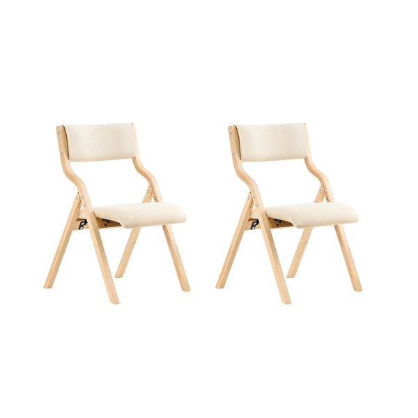 SoBuy klappbare Esszimmerstühle mit gepolsterter Sitzfläche und Rückenlehne, elegante und platzsparende Design-Klappstühle, weiß, VE: 2 Stück, FST40-WX2