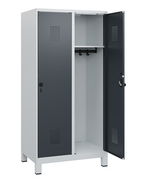 C+P Spind Evolo PLUS, Füße, 2 Abteile, 1630x800x500mm, 7035/7016, Drehriegel, 0490105-22 S10012