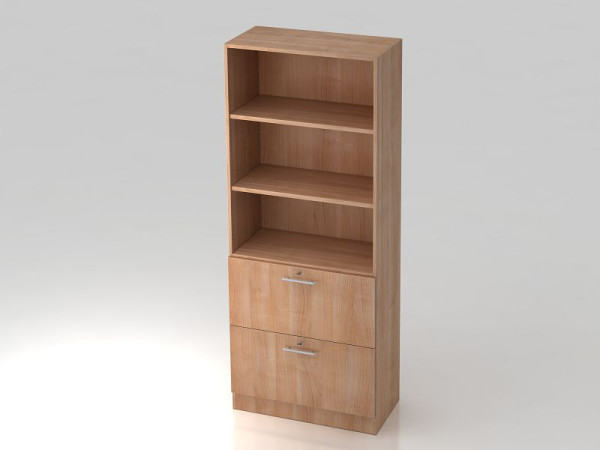 Hammerbacher Schrank 5OH, 2HR, Sockelblende Relinggriff Nussbaum/Nussbaum, 80x42x200,4 cm (BxTxH), V7300/N/N/RE