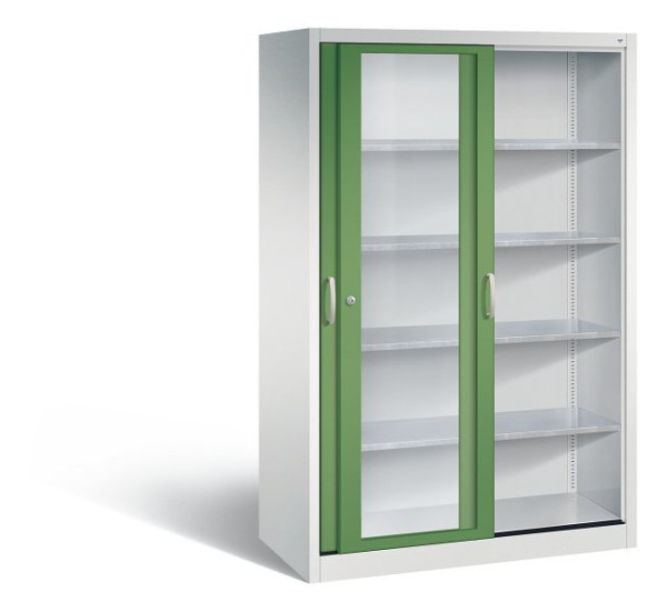 C+P Schiebetürenschrank Acurado, H1950xB1200xT600mm, Farbe: Lichtgrau / Resedagrün, Bügelgriff, 2069-055 S10031