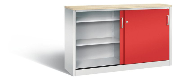 C+P Sideboard mit Schiebetüren Acurado, H1000xB1600xT400mm, Farbe: Lichtgrau / feuerrot, Bügelgriff, 2146-00 S10179