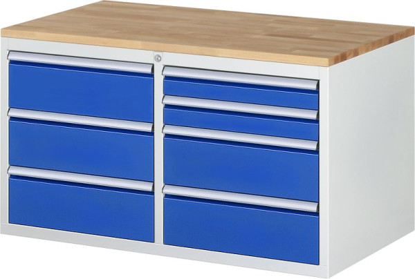 RAU Schubladenschrank Serie 7000, B1145xT650xH645mm, Schubladen: links: 3xH180mm, rechts: 2xH90, 2xH180mm, Buche-Massiv-Arbeitsplatte, 03-LL3.0.1A-B.11