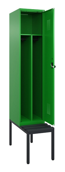 C+P Spind Evolo PLUS, 1 Abteile, 2120x400x815mm, 6037/6037, Haken 4, Drehriegel, Sitzfläche Kunststoff, Sitzbank, Trennwand, 0490507-12F S10080