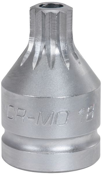 KS Tools 3/4" Kraft-Bit-Stecknuss Vielzahn mit Bohrung, kurz, M18, 515.0013