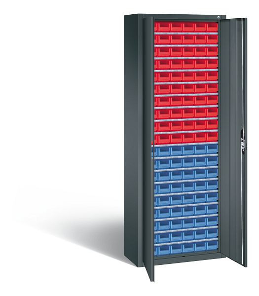 C+P Magazinschrank Serie 13, H1980xB700xT300mm, Farbe: Anthrazitgrau, Muldengriff, 133113-23 S10111