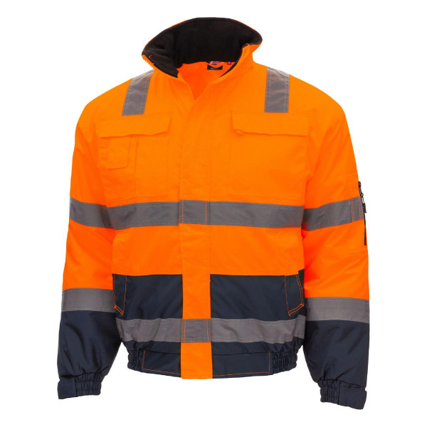 NITRAS MOTION TEX VIZ, Warnschutz-Pilotenjacke, neonorange / blau, Größe: L, VE: 10 Stück, 7142-L