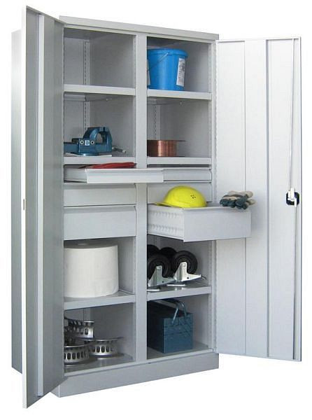 Pavoy Schwerlastschrank 1950/630/1040, Drehgriff, Trennwand, 6 Böden, Schubladen: 2x75, 2x125, 2x175, 36363-104-005-512