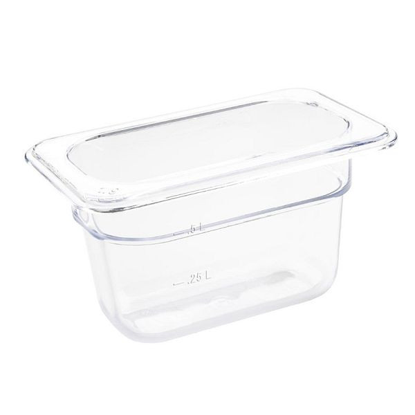 Vogue Polycarbonat GN-Behälter GN1/9 100mm, perfekt für den Einbau in Kühlschränken, U243