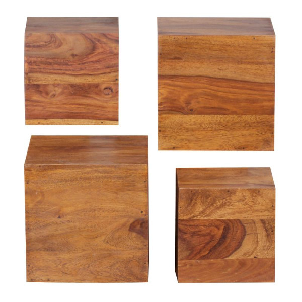 Wohnling 4er Set Wandregale MUMBAI Massivholz Sheesham Landhaus-Stil, 25 cm und 20 cm Echt-Holz, WL1.531