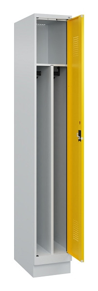 C+P Spind Evolo PLUS, mit Sockel, 1 Abteil, 1950x300x500mm, 7035/1023, Verschluss Zylinderschloss, 049020-10F S10028