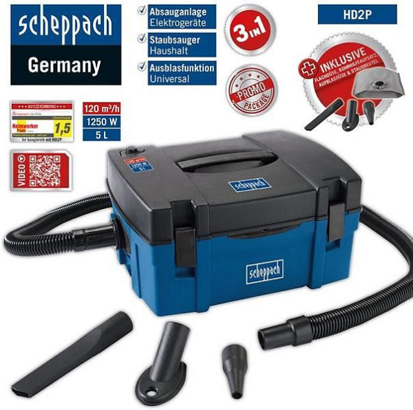 Scheppach Absauganlage HD2P - 230V 50Hz 1250W, 5906301901