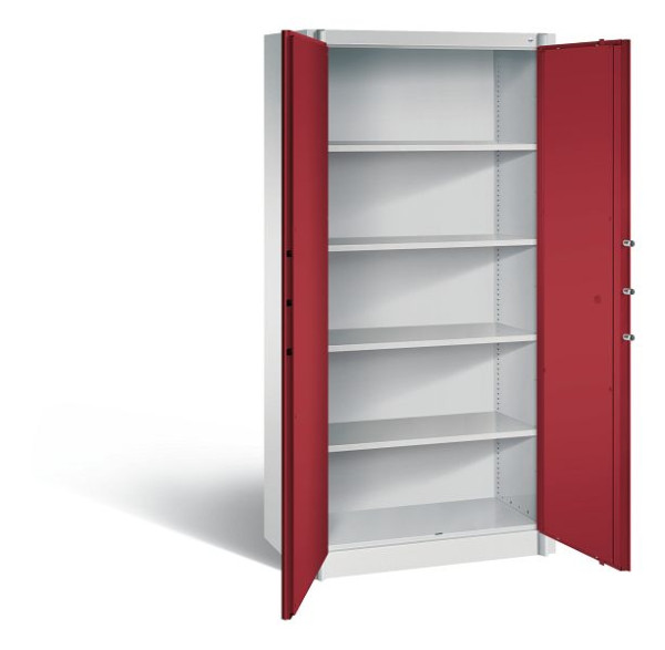 C+P Feuerschutzschrank Certos, H1950xB930xT500mm, Farbe: Lichtgrau / Rubinrot, Klinkengriff, 5 OH, 1170-00 S10145