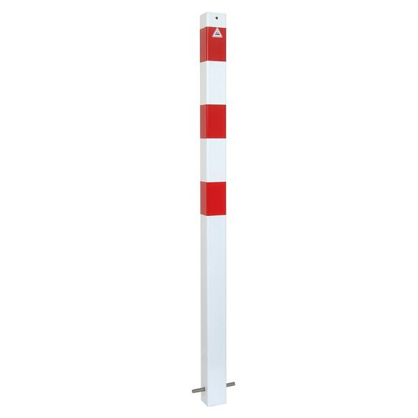 Schake Absperrpfosten Stahlrohr 70 x 70 mm ortsfest, zum Einbetonieren, feuerverzinkt und weiß beschichtet, 470B/1