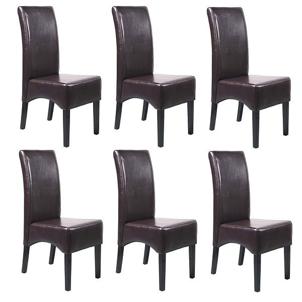 Mendler 6er-Set Esszimmerstuhl Küchenstuhl Stuhl Latina, LEDER, braun, dunkle Beine, 7952+7952+7952