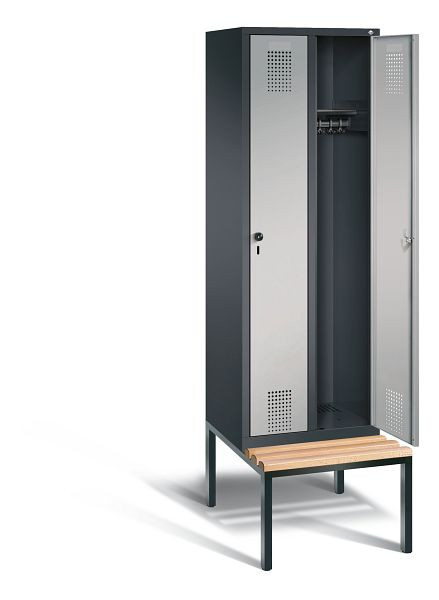 C+P Garderobenschrank Evolo, H2090xB610xT815mm, Farbe: Schwarzgrau / Weißaluminium, 48050-20 S10072