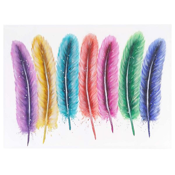 Mendler Ölgemälde Federn, 100% handgemaltes Wandbild Gemälde XL, 120x90cm, 44737