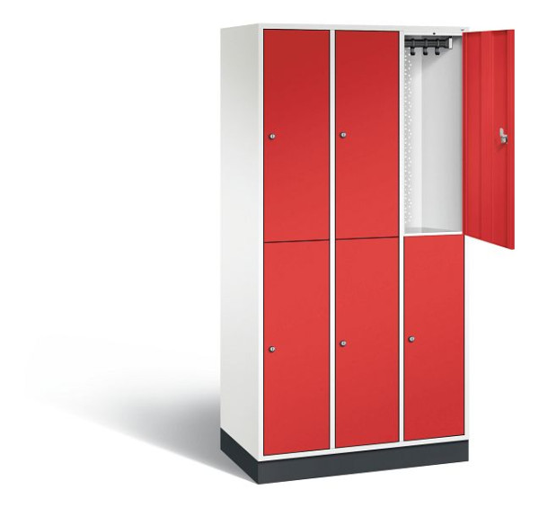 C+P Spind doppelstöckig Intro, H1950xB920xT490mm, Farbe: Verkehrsweiß / feuerrot, 8270-301 S10084