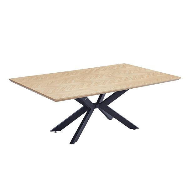 HOME DELUXE Esstisch Eckig AVENCIA inklusive Sternfuß - 200 x 120 cm Fishbone Oak, 58373
