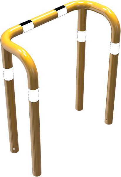 Schake Rammschutzbügel Doppelbügel Stahlrohr Ø 76 mm gelb / schwarz, Gesamtbreite: 1000 mm, Höhe Überflur: 650 mm, zum Einbetonieren, 477_70BG