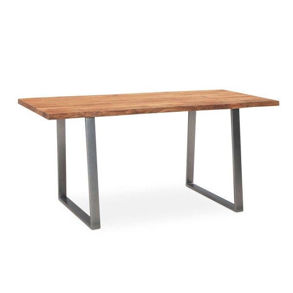 Wohnling Schreibtisch 200x100x76 cm Akazie Massivholz/Metall Computertisch, Bürotisch mit Trapezbeinen in Chrom, Holztisch Arbeitszimmer, WL7.270