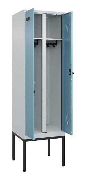 C+P Schwarz-Weiß-Spind Evolo PLUS, Gestell, 2 Abteile, 2120x600x500mm, 7035/0010, Drehriegel, 0490327-20 S10009