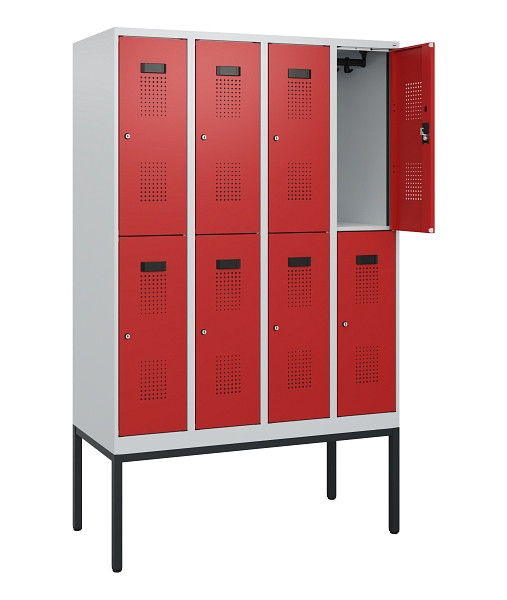 C+P Doppelstock-Spind Evolo PLUS, Gestell, 8 Fächer, 1950x1200x500mm, 7035/3000, Zylinderschloss, 0493305-40 S10024