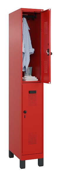 C+P Doppelstöckiger Spind Evolo PLUS, mit Füßen, 2 Fächer, 1950x300x500mm, 3020, Drehriegel, 049310-10 S10025