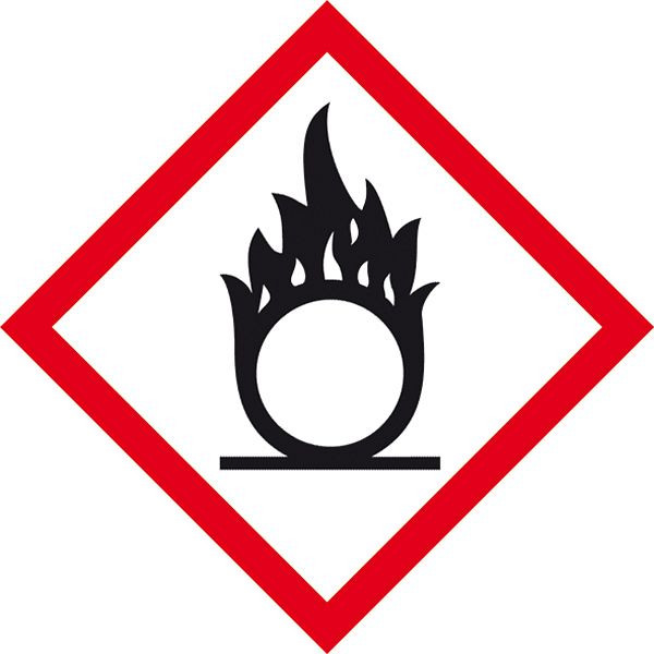 SafetyMarking GHS-Gefahrenpiktogramm, Symbol 03: Flamme über Kreis, BxH 10x10 cm, Folie, selbstklebend, 21.B1000-03