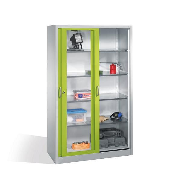 C+P Schiebetürenschrank Acurado, H1950xB1200xT500mm, Farbe: Lichtgrau / Viridingrün, Bügelgriff, 2059-055 S10088