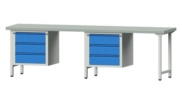 ANKE Werkbänke Kombiwerkbank, Modell 736 E, 2800 x 700 x 850 mm, RAL 7035/5012, ZBP 50 mm, 511.015