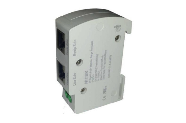 Nitek Überspannungsschutz, für 10/100/1000 Ethernet und PoE+, Hutschienenmontage, IPGPU1
