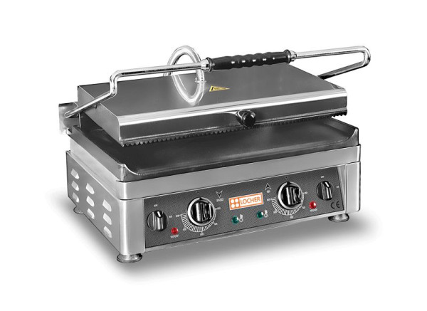 Locher Elektro-Kontaktgrill EKG51OR mit extra großer Grillfläche, oben gerillt und unten glatt, 112716