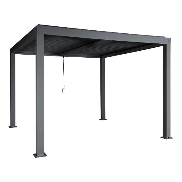 Mendler Pergola HWC-L46, Gartenpavillon Lamellen-Pavillon, 11cm-Aluminium-Gestell, Regenrinne sturmfest, 3x3m, anthrazit, 99251+99252+99253+99254