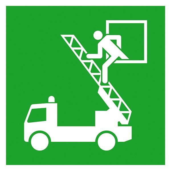 SafetyMarking Fluchtwegschild, Rettungsausstieg (Rettungsfenster), BxH 20x20 cm, Aluminium, langnachleuchtend, 15.A2045