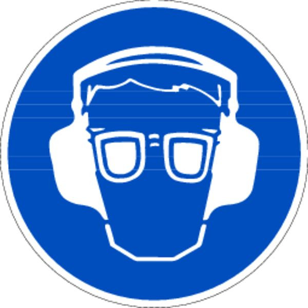 Schilder Klar Praxisbewährtes Gebotszeichen Augen- und Gehörschutz benutzen, 100 mm Folie selbstklebend, 3127/61