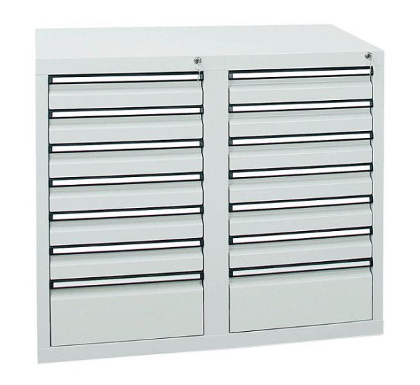 stumpf Schubladenschrank Serie STS 410, RAL 7035/7035, 14 Schubladen (12x100, 2x200 mm), 7102207