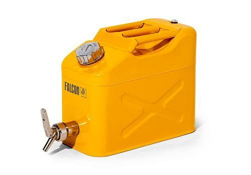 FALCON Sicherheitskanister aus Stahl, mit Abfüllhahn, 10 Liter Volumen, gelb, 242-250