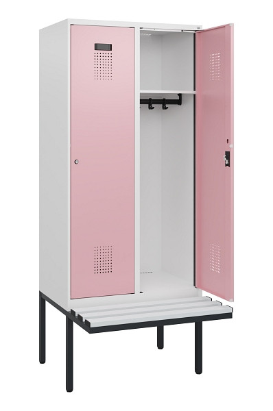 C+P Spind Evolo PLUS, 2 Abteile, 1950x800x815mm, 9016/3015, Zylinderschloss, Material Sitzfläche Kunststoff, 0490405-22 S10099
