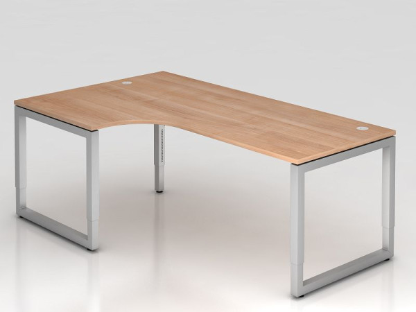 Hammerbacher Winkeltisch O-Fuß eckig 200x120cm 90° Nussbaum, Winkelform 90°, links oder rechts montierbar, VRS82/N/S
