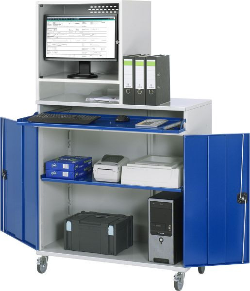 RAU Computer-Schrank - Modell 65, B1100 x T520 x H1895 mm, Monitorgehäuse B650 x T520 x H710 mm, 07-1100-M65-MG5F.11